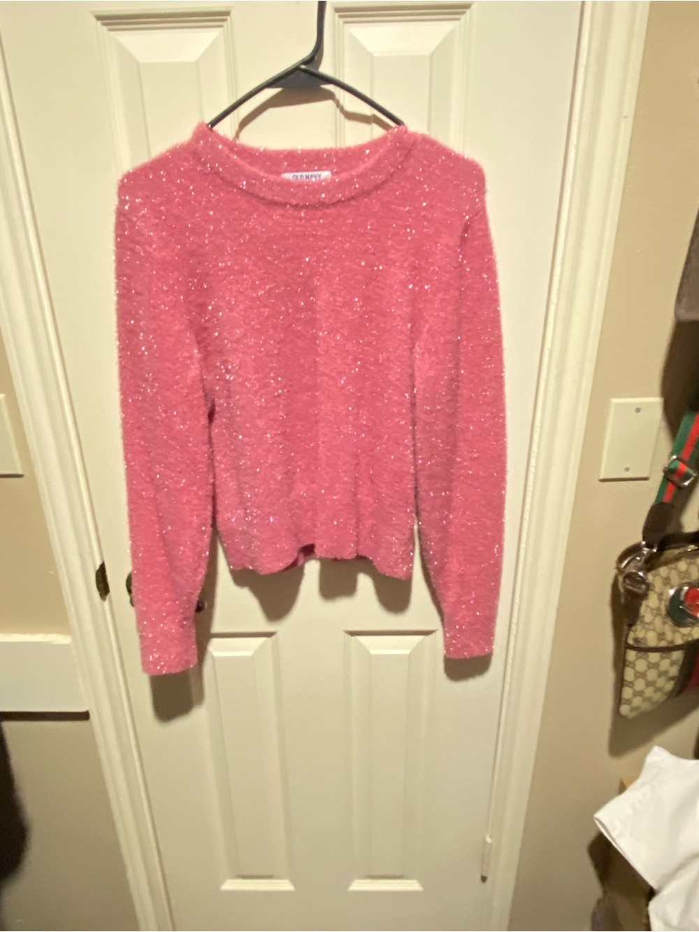 Old Navy Shimmery Hot Pink Crewneck Sweater